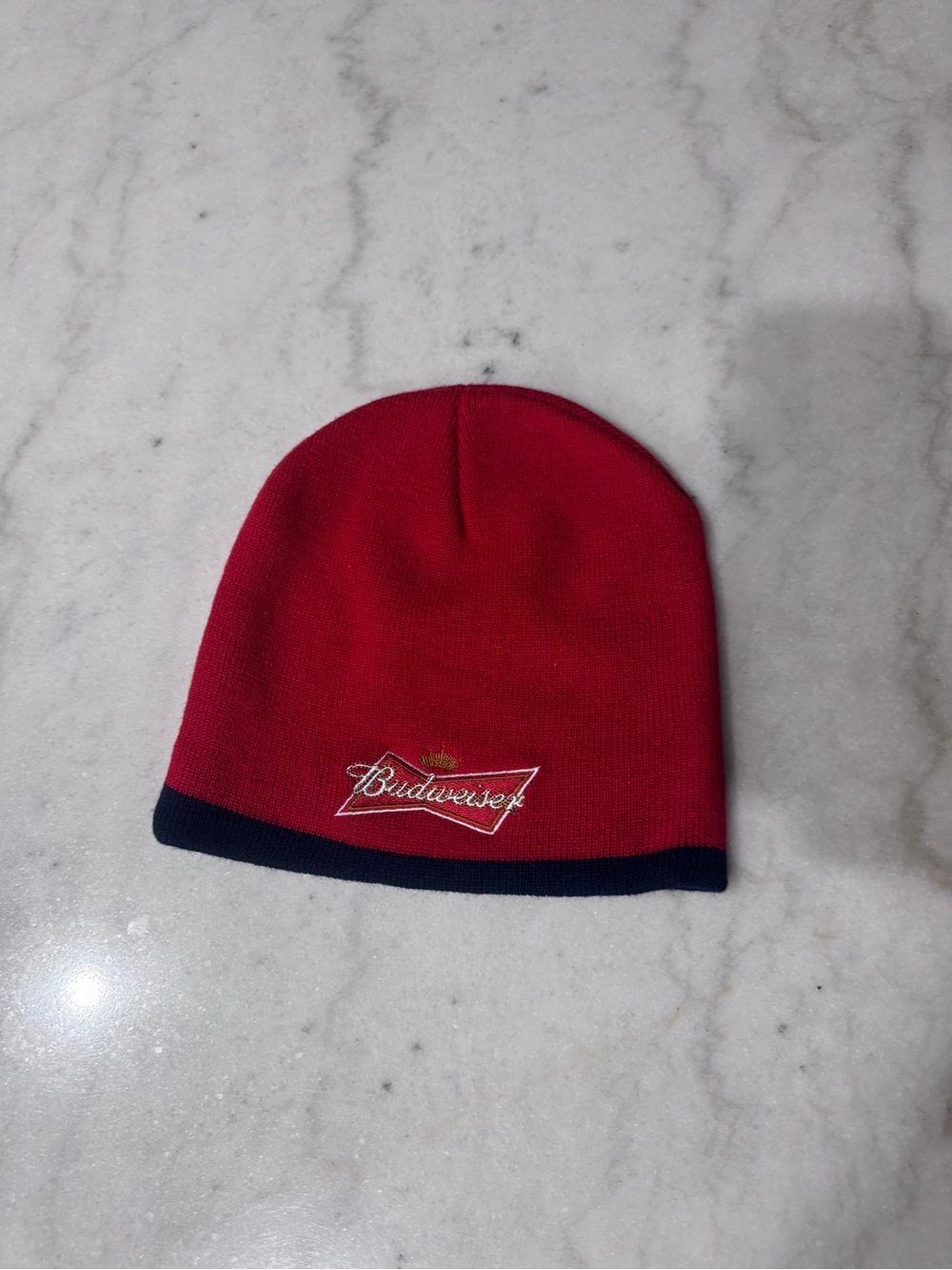 Budweiser Red Beanie with Navy Edge